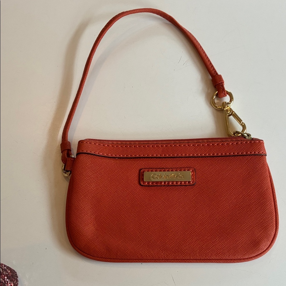 Calvin Klein Orange Wristlet Clutch